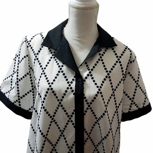 Vintage Nancy II Secretary Dress Size 18WP White Black Button Front 60s 70s - Picture 3 of 10